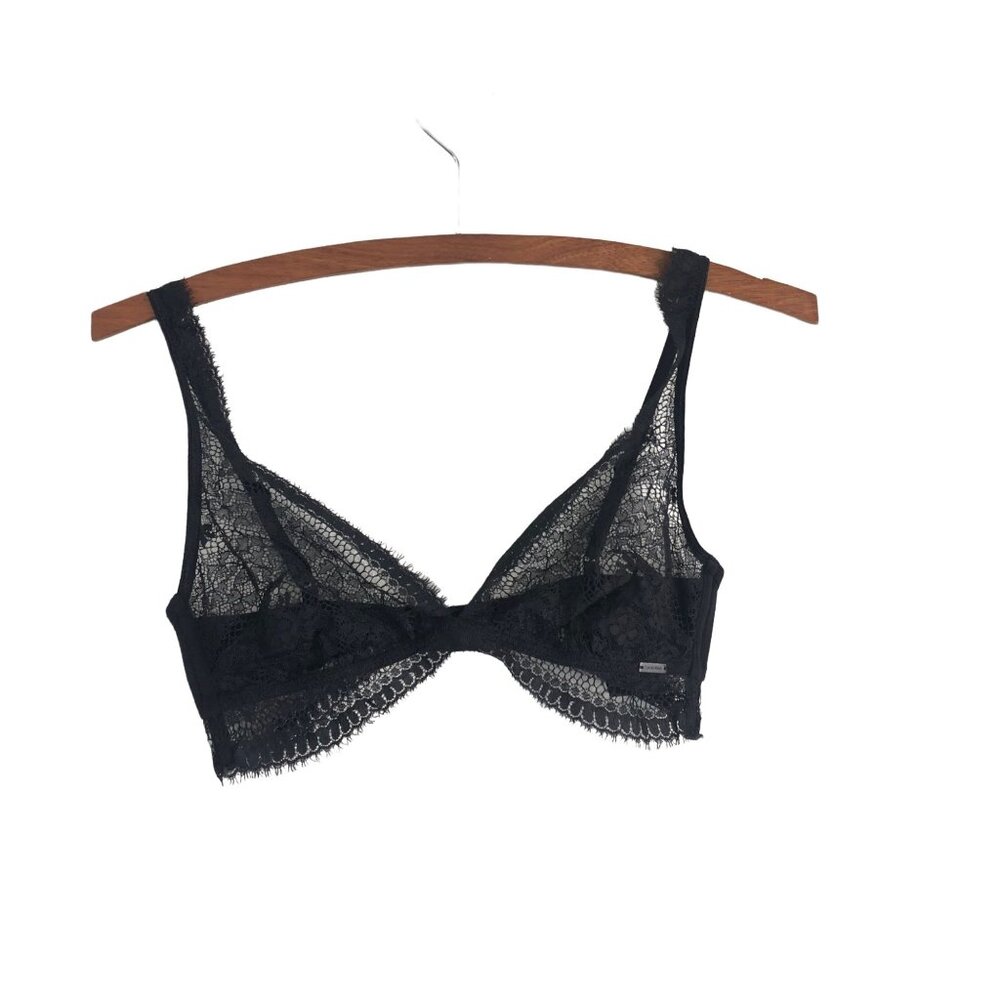 Calvin Klein Womens Black Lace Bralette Size Small
